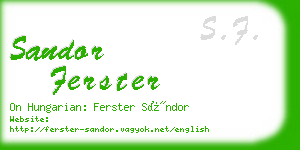 sandor ferster business card